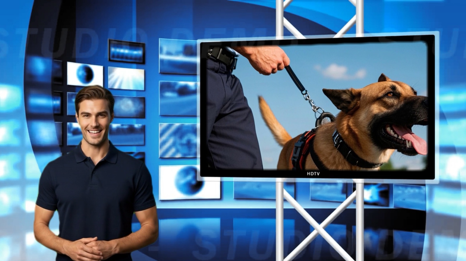 Jason presenting the dog-training welcome video
